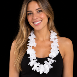 Promo 12 collares hawaianos doble blanco premium